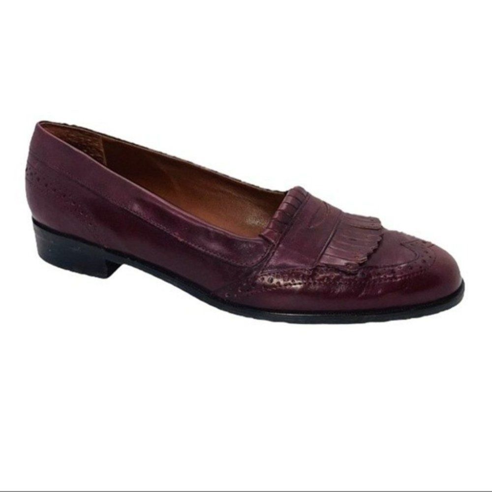 Etienne Aigner Womens Windsor Burgundy Wingtip Tassel Loafer Shoes Size 6.5 M